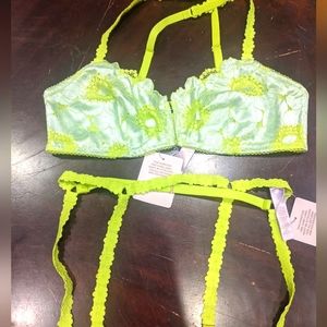 Savage X Fenty Perfect Poppies Bralette and Garter Belt